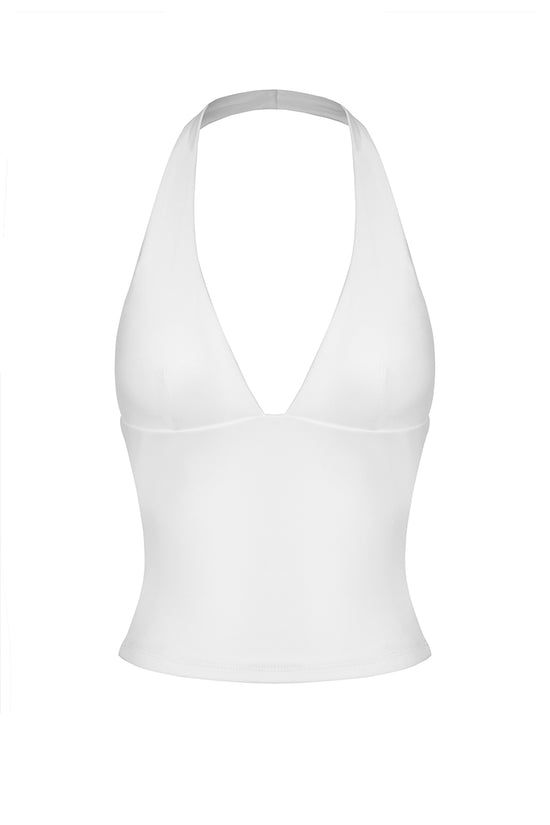 Plunge Neck Halter Sports Crop Top