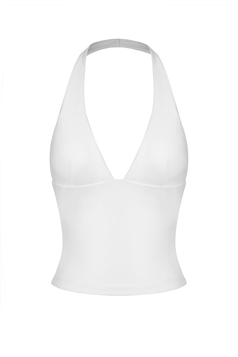 Plunge Neck Halter Sports Crop Top