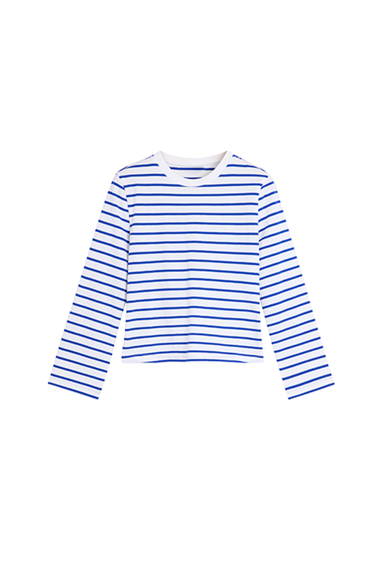 Striped Long Sleeve Cropped Tee