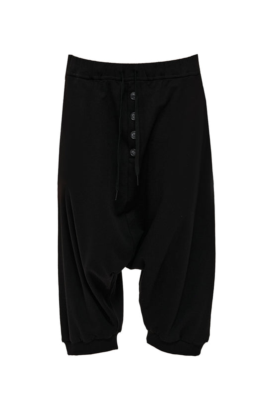 Drop-Crotch Button Front Capri Pants