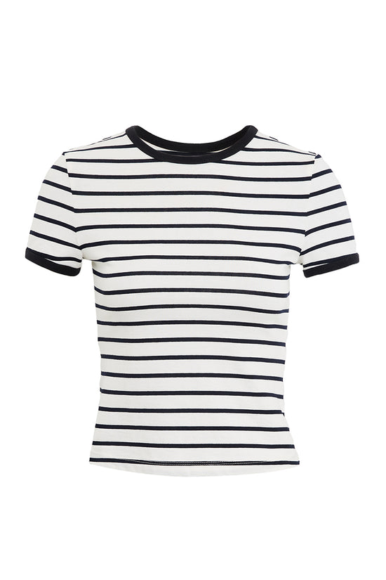 Striped Short Sleeve Crop Tee