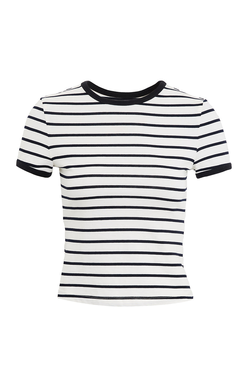 Striped Short Sleeve Crop Tee