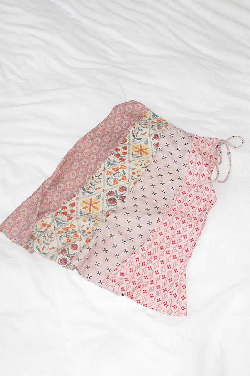 Patchwork Mid-Length Flared Skirt