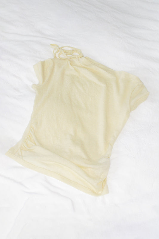 Short Sleeve Ruched Detail Knit Top