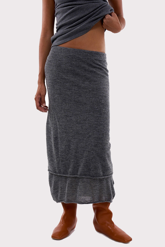 Layered Hem Knit Maxi Skirt