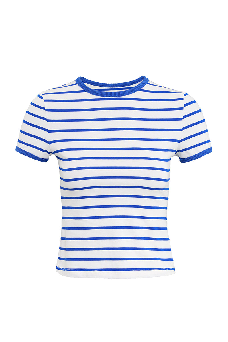 Striped Short Sleeve Crop Tee