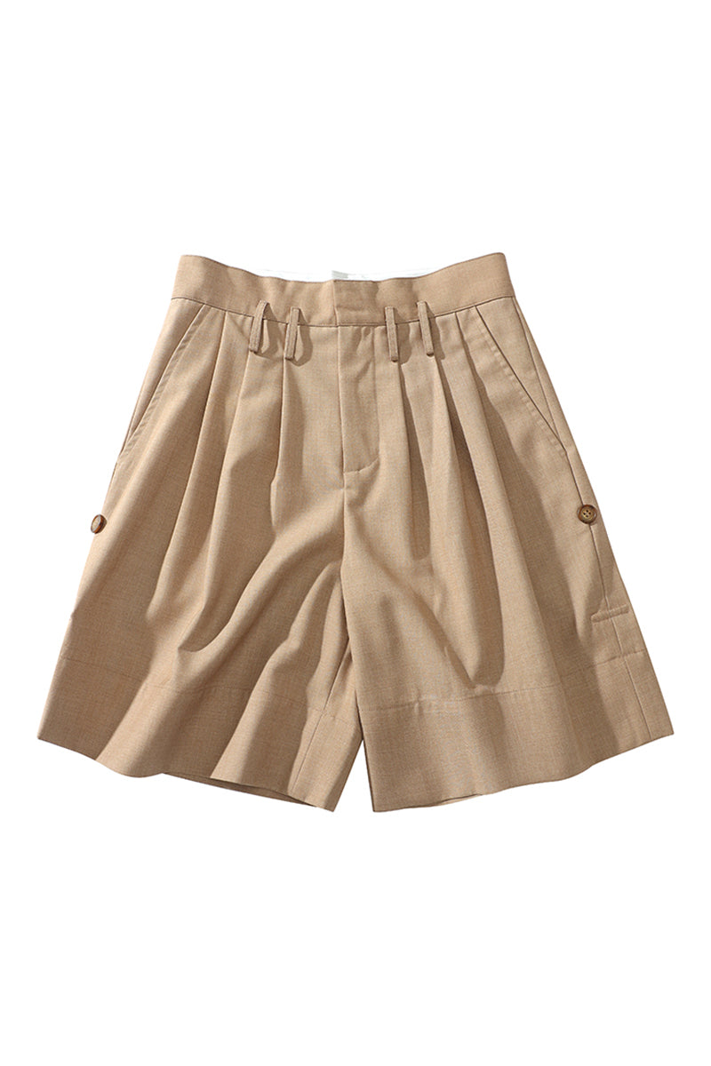 Rolled Hem Tailored Casual Shorts