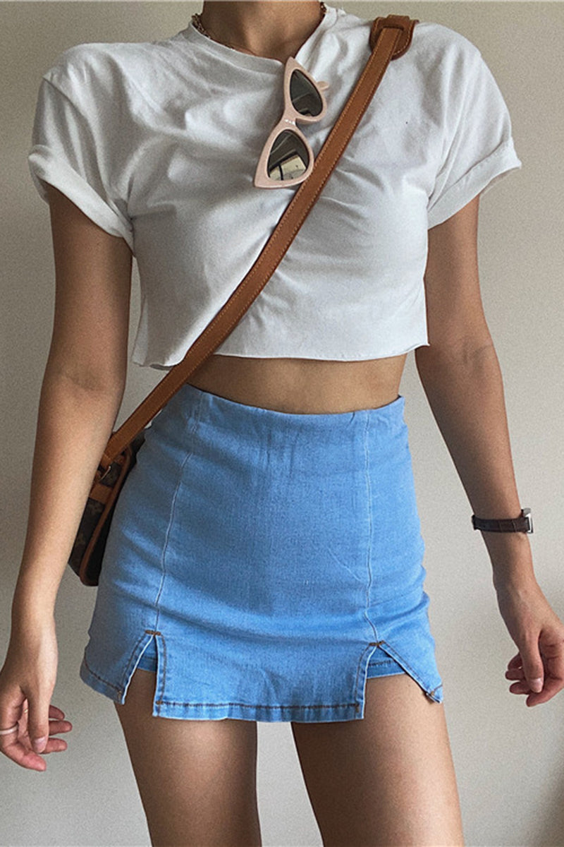 Boxy Fit Raw Hem Crop Tee