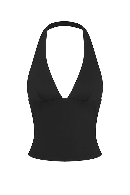 Plunge Neck Halter Sports Crop Top