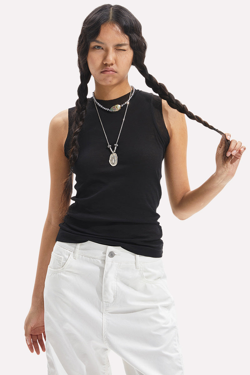 Ruched Fitted Sleeveless Tank