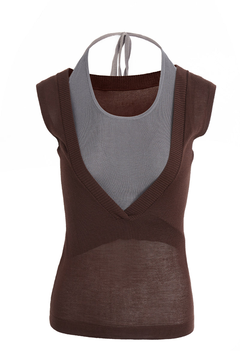 Layered Deep V-Neck Tank Top