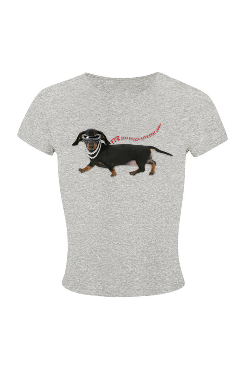 Graphic Dog Print Fitted Tee