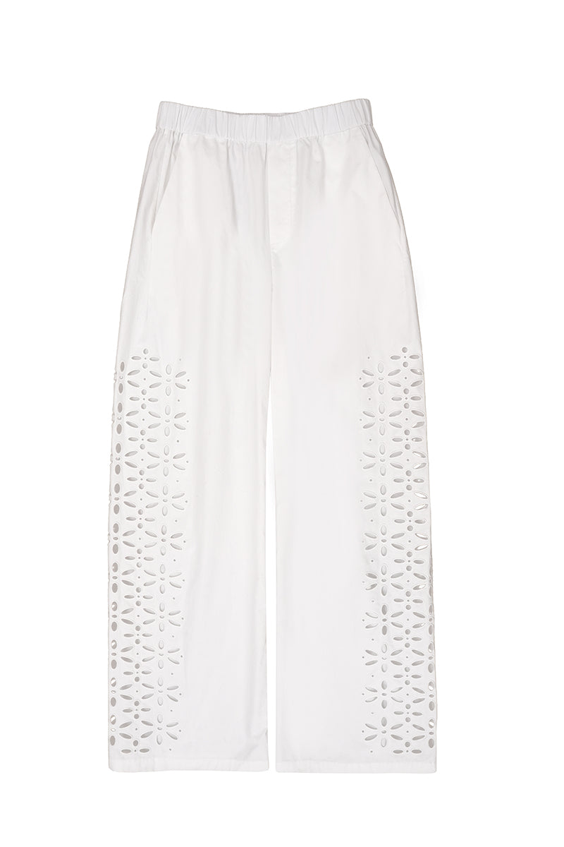 Cutout Detail Straight-Leg Trousers