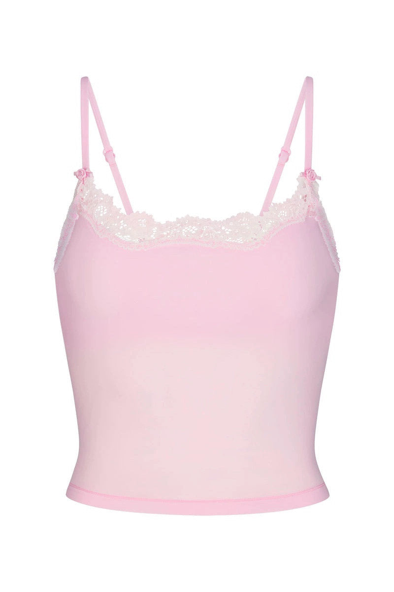 Lace Trim Cami Crop Top