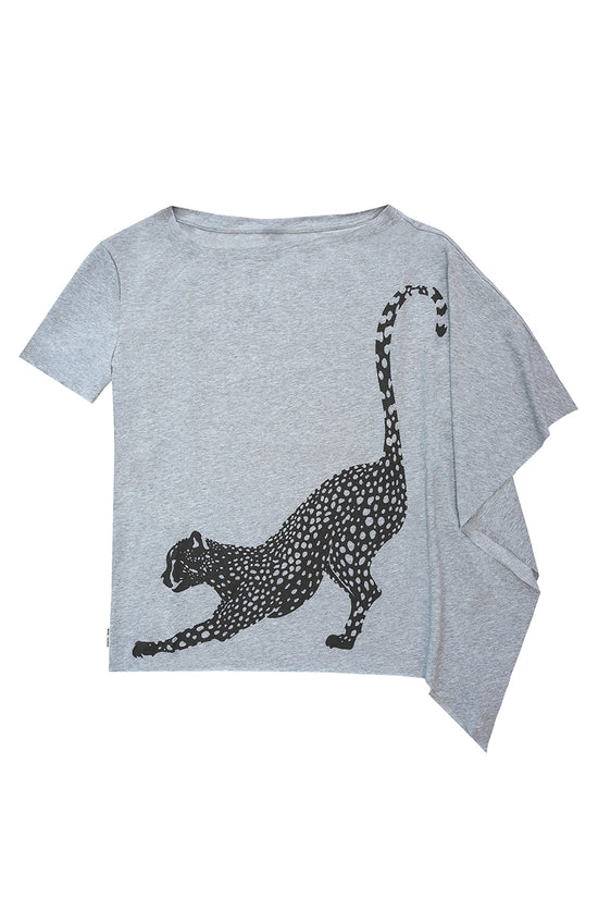 Asymmetrical Panther Print Knit Top