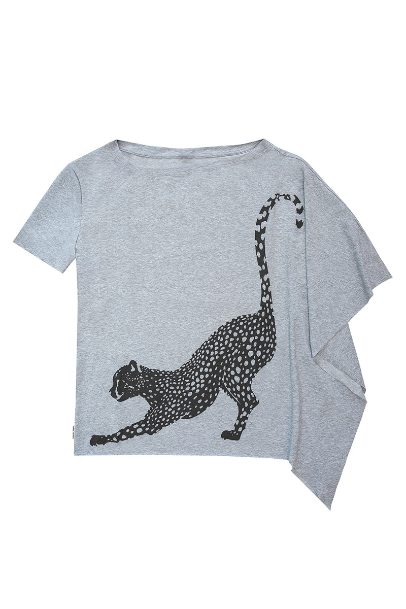 Asymmetrical Panther Print Knit Top