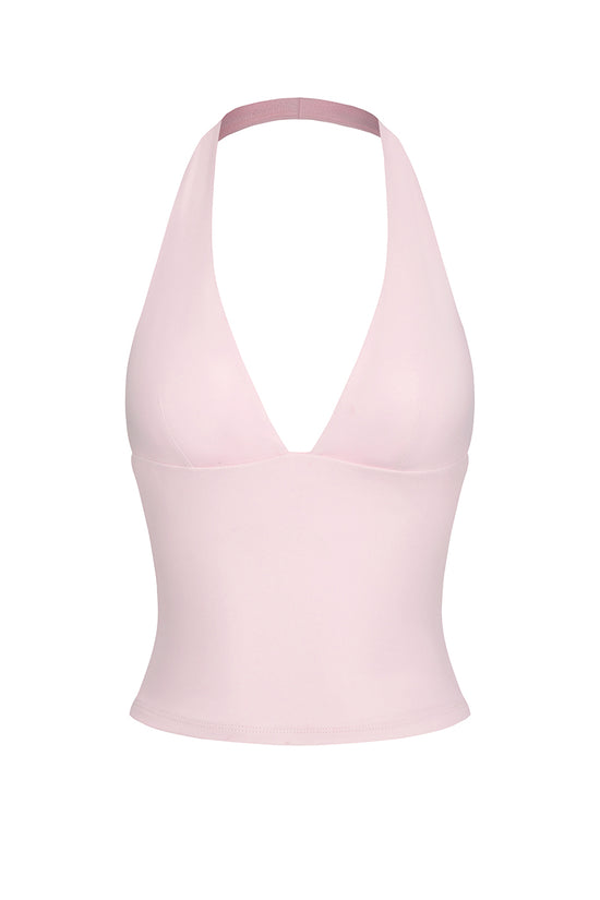 Plunge Neck Halter Sports Crop Top