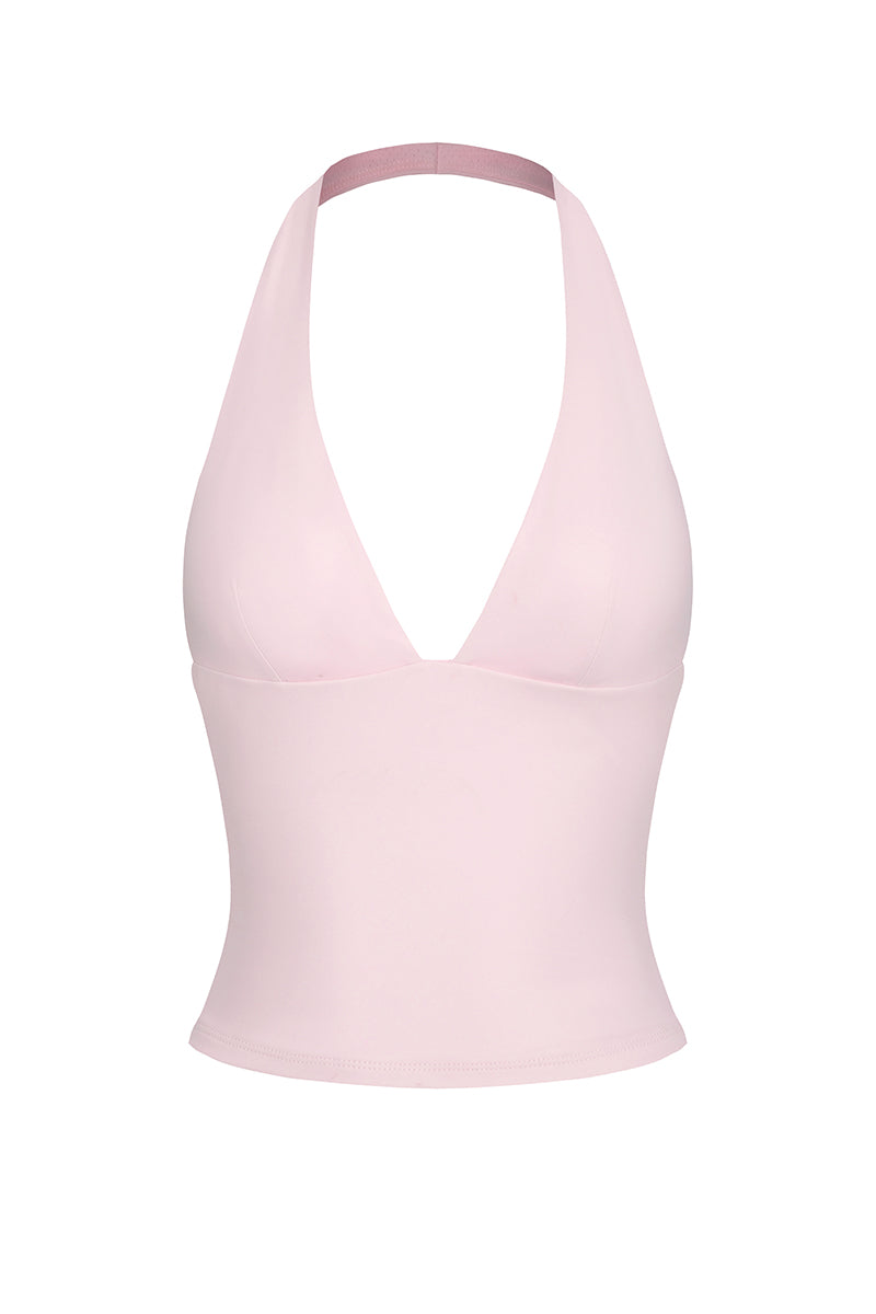 Plunge Neck Halter Sports Crop Top