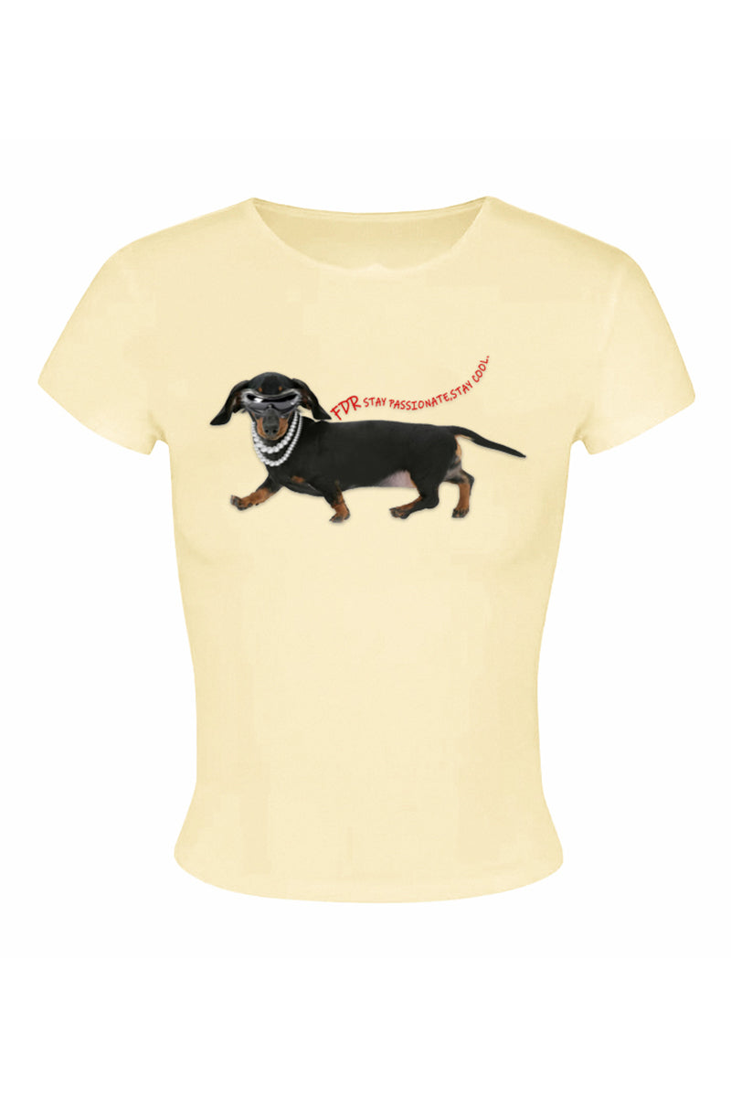 Graphic Dog Print Fitted Tee