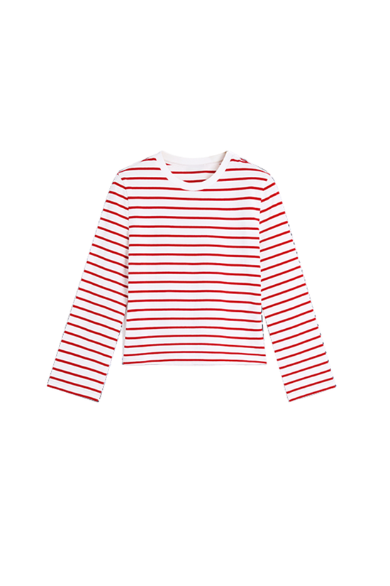 Striped Long Sleeve Cropped Tee