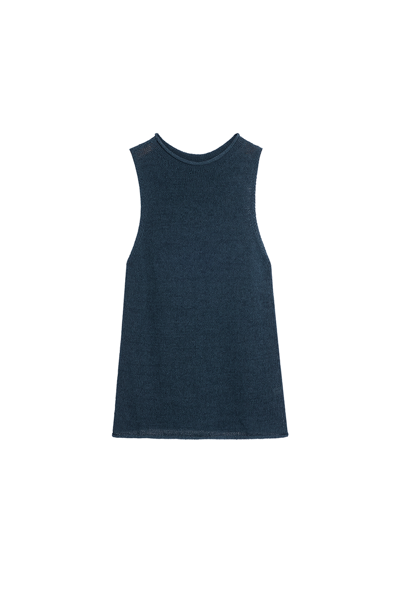 Sleeveless Ribbed Knit Casual Top