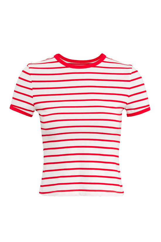 Striped Short Sleeve Crop Tee
