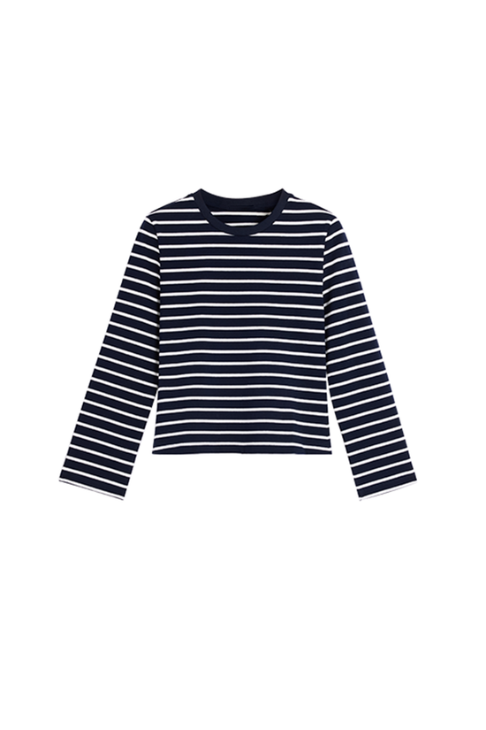 Striped Long Sleeve Cropped Tee