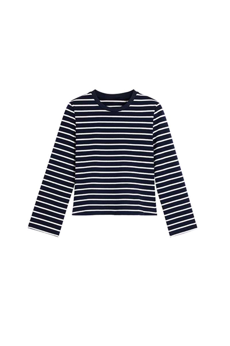 Striped Long Sleeve Cropped Tee