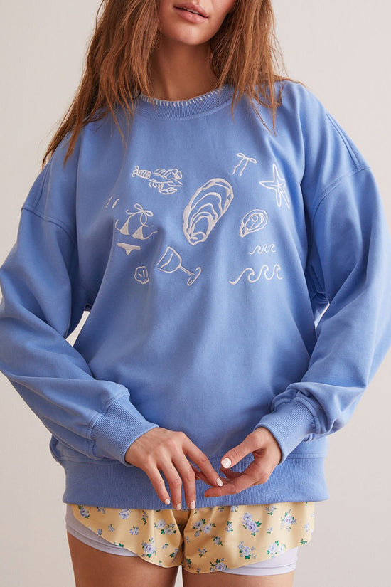 Patterned Crew Neck Long Sleeve Sweatshirt