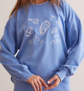 Patterned Crew Neck Long Sleeve Sweatshirt