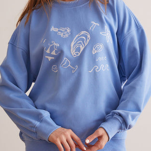 Patterned Crew Neck Long Sleeve Sweatshirt