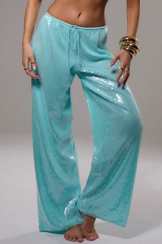 Sparkly Wide-Leg Casual Pants