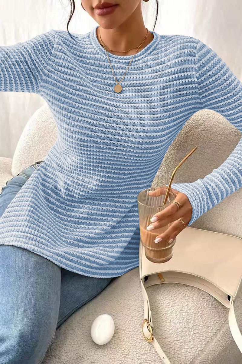 Striped Knit Long Sleeve Top