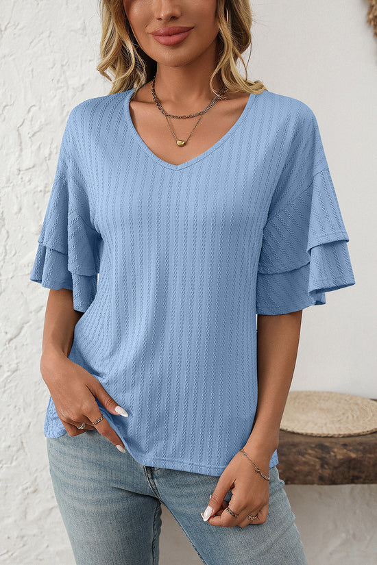 V-Neck Layered Sleeve T-Shirt