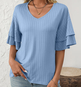V-Neck Layered Sleeve T-Shirt