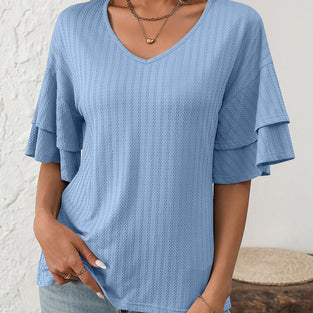 V-Neck Layered Sleeve T-Shirt