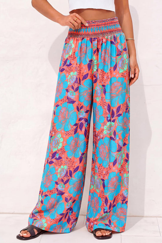 Floral Wide-Leg Casual Pants