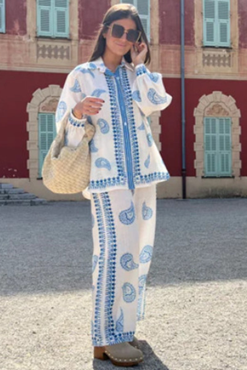 Abstract Print Relaxed Pants Set