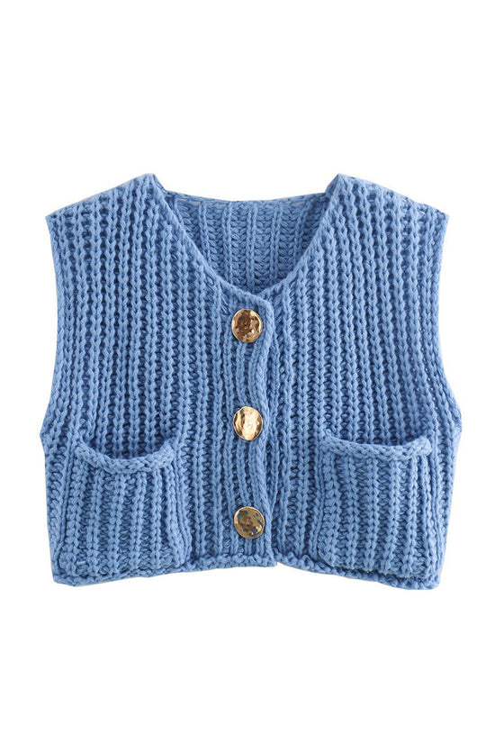 Textured Button-Up Sweater Vest