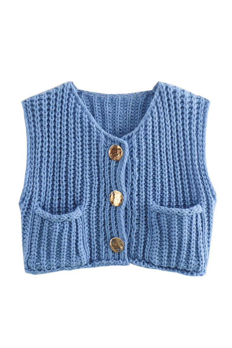 Textured Button-Up Sweater Vest