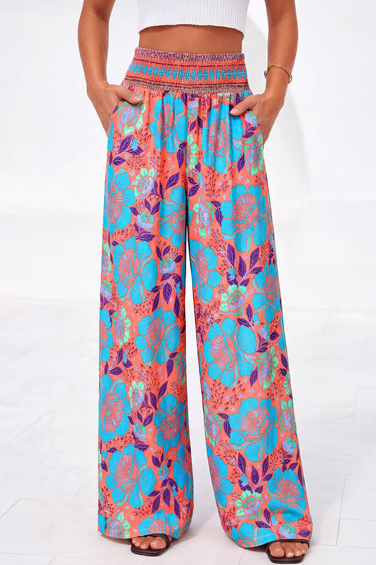 Floral Wide-Leg Casual Pants