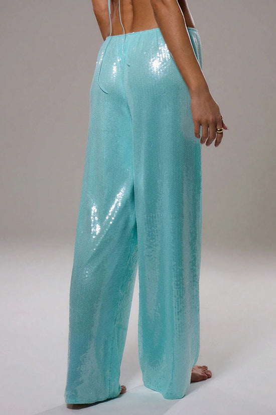 Sparkly Wide-Leg Casual Pants