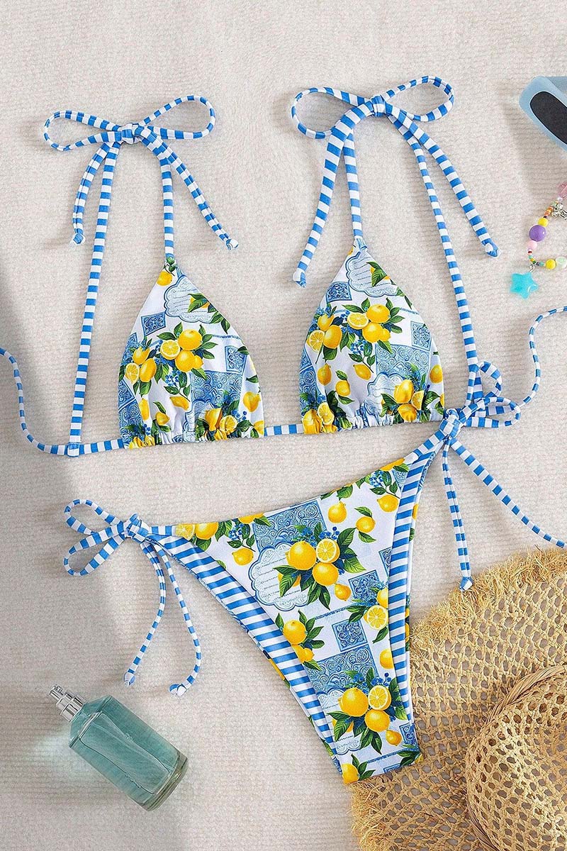 Lemon Print Bikini Set