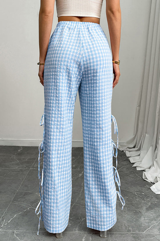 Gingham Tie-Side Casual Pants