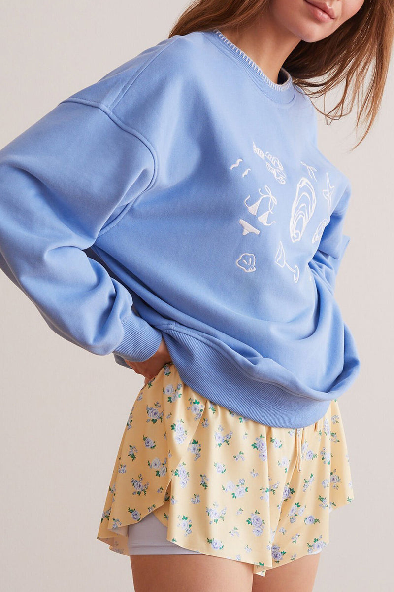 Patterned Crew Neck Long Sleeve Sweatshirt