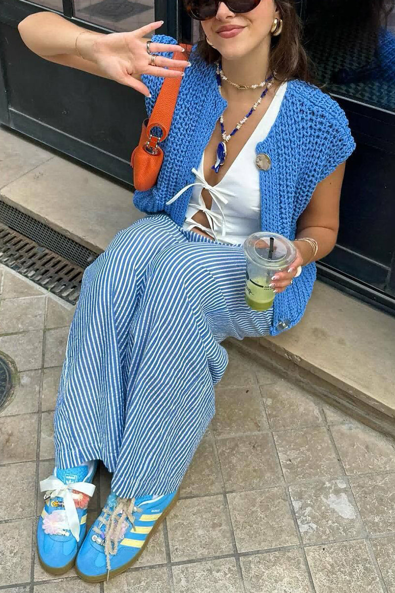 Textured Button-Up Sweater Vest