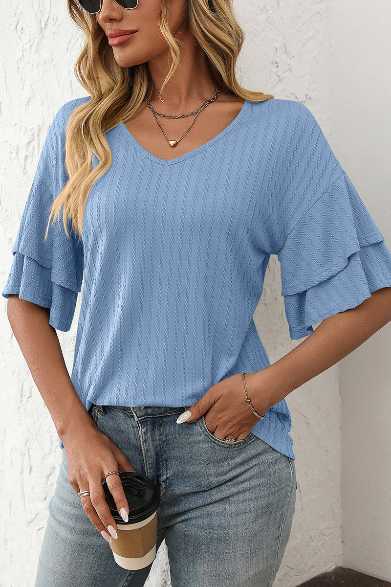 V-Neck Layered Sleeve T-Shirt