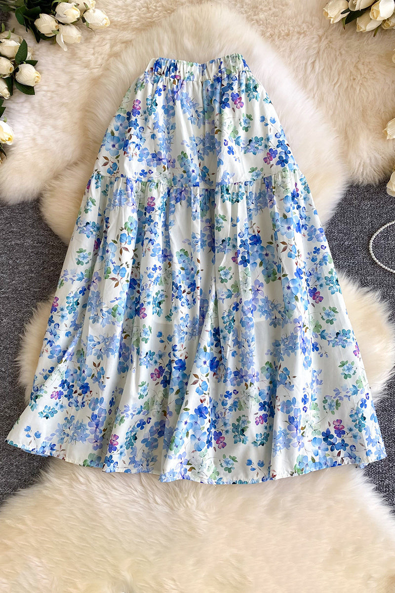Floral Tiered Midi Skirt