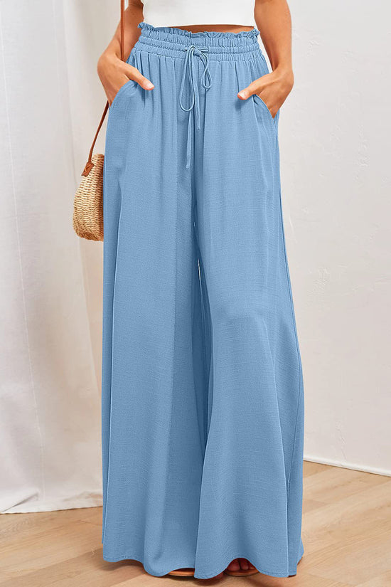 High-Waist Wide-Leg Casual Pants