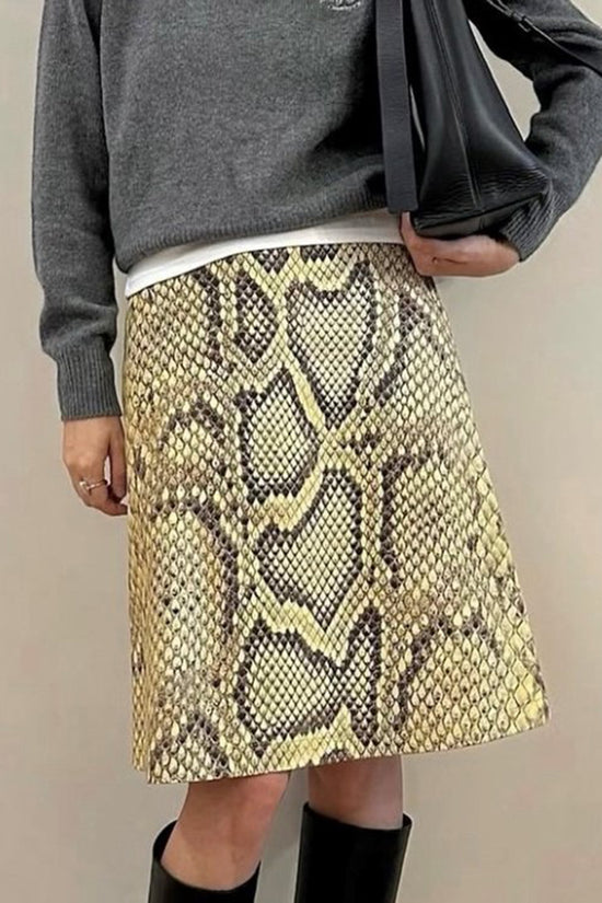 Snake Print Midi Skirt